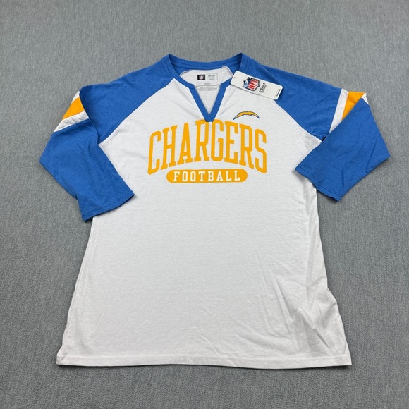 NFL Other - Las Angeles Chargers Shirt Women Medium White Blue VNeck NFL Football 3/4 Sleeve